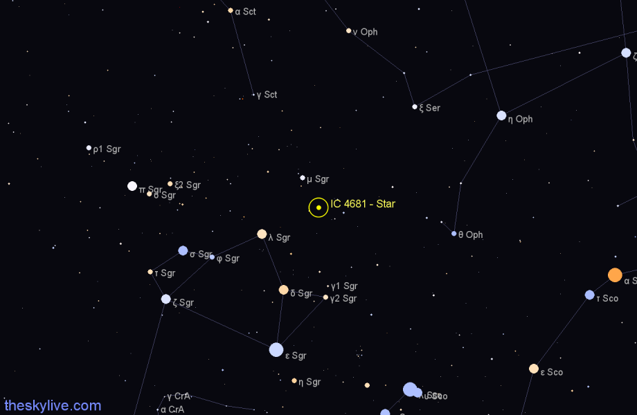 Finder chart IC 4681 - Star in Sagittarius star