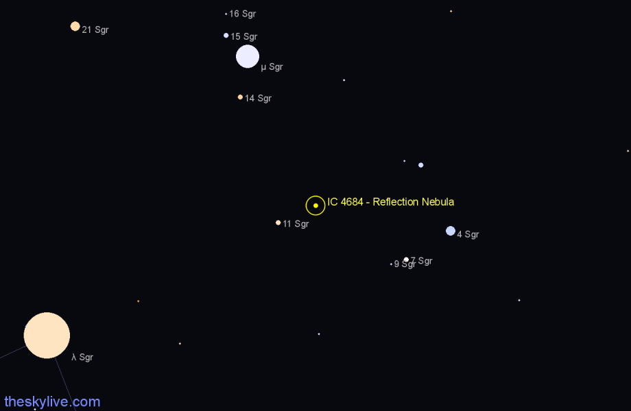 Finder chart IC 4684 - Reflection Nebula in Sagittarius star