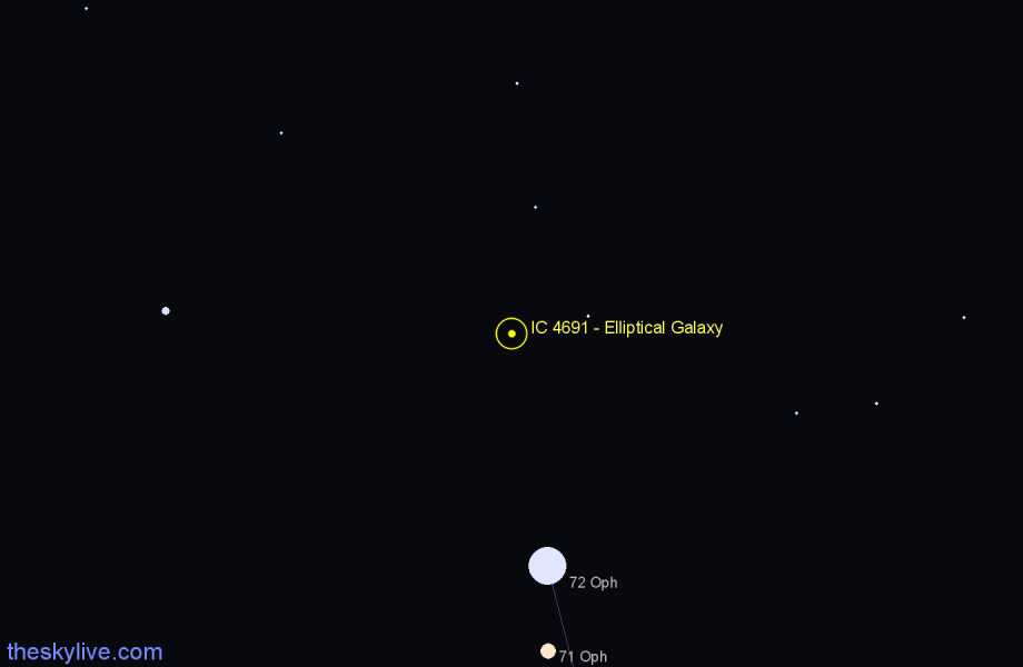 Finder chart IC 4691 - Elliptical Galaxy in Ophiuchus star