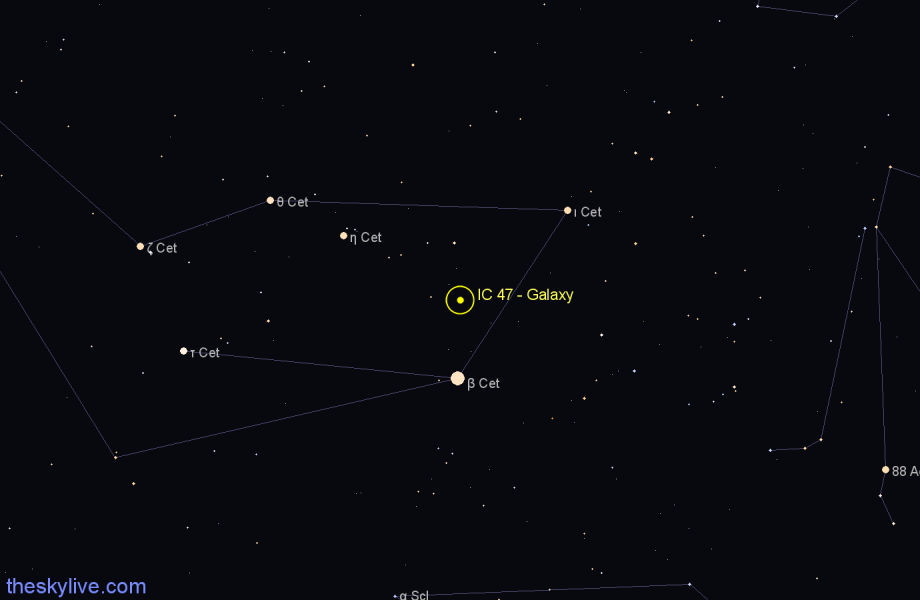 Finder chart IC 47 - Galaxy in Cetus star
