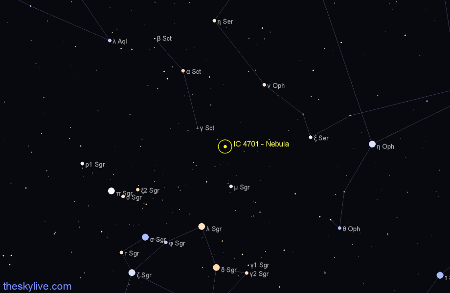 Finder chart IC 4701 - Nebula in Sagittarius star