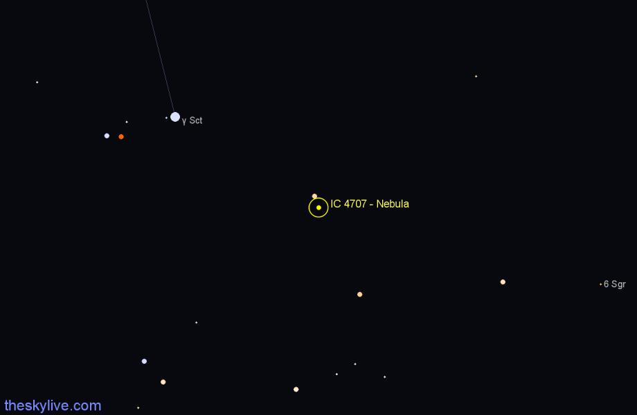 Finder chart IC 4707 - Nebula in Sagittarius star