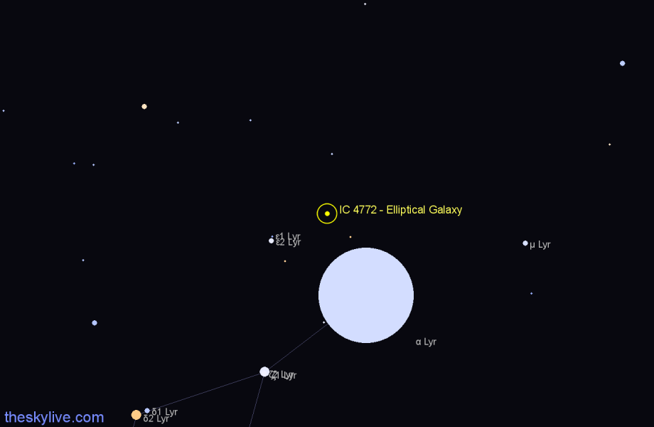 Finder chart IC 4772 - Elliptical Galaxy in Lyra star