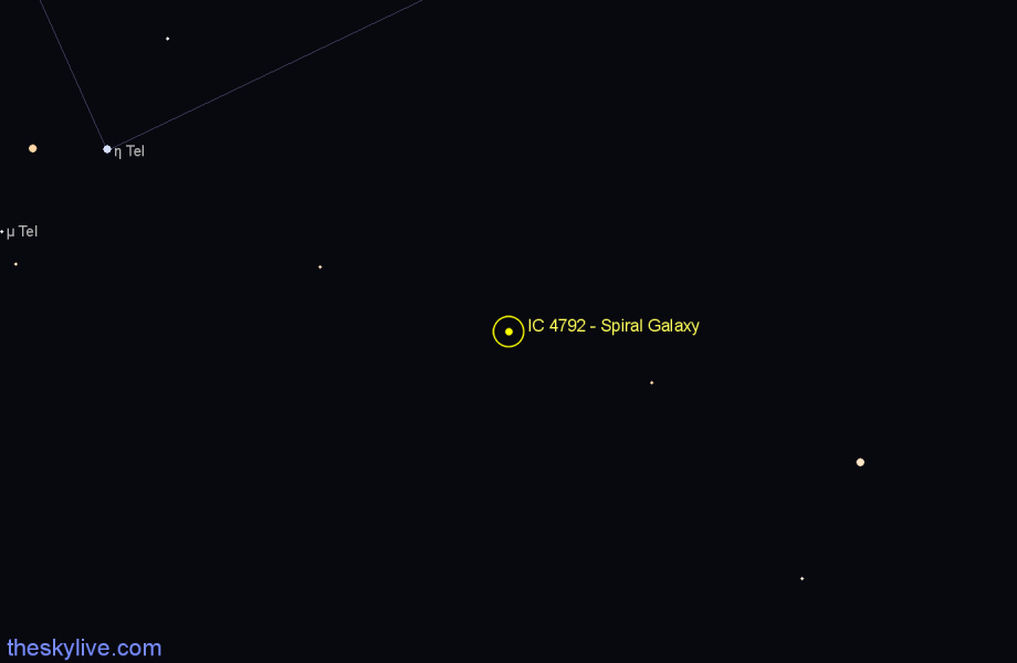 Finder chart IC 4792 - Spiral Galaxy in Telescopium star