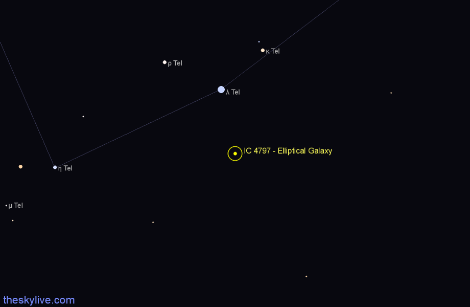 Finder chart IC 4797 - Elliptical Galaxy in Telescopium star