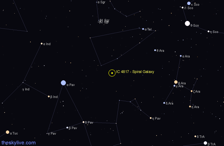 Finder chart IC 4817 - Spiral Galaxy in Telescopium star