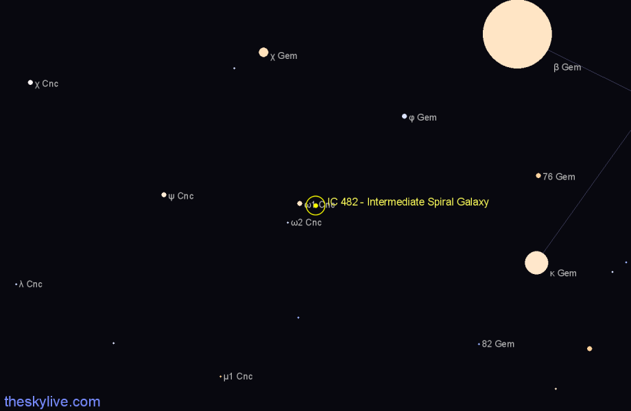 Finder chart IC 482 - Intermediate Spiral Galaxy in Cancer star