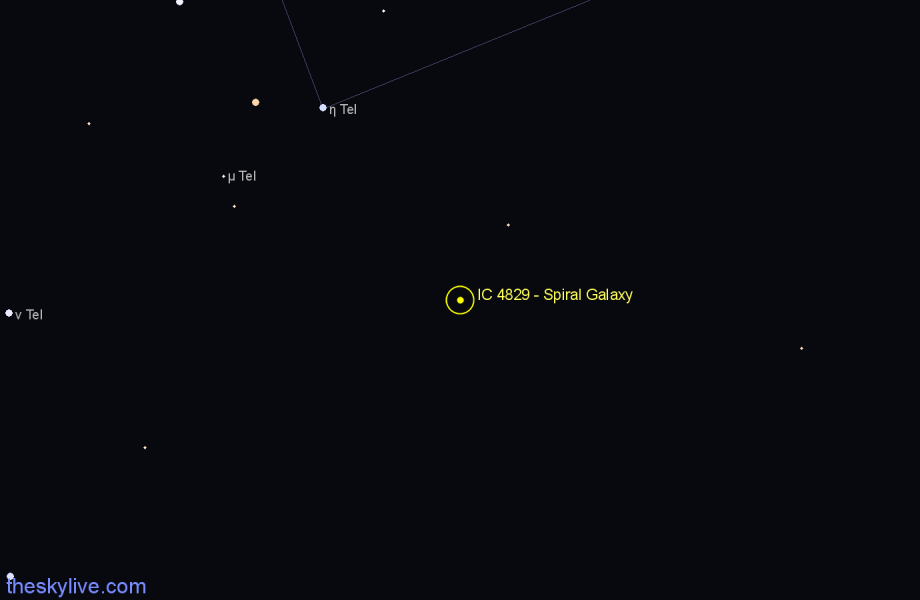 Finder chart IC 4829 - Spiral Galaxy in Telescopium star