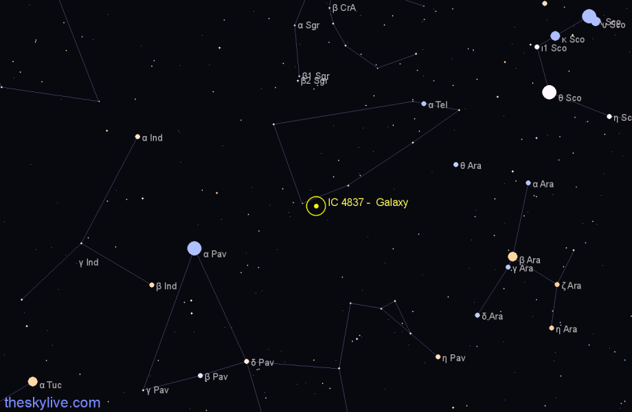 Finder chart IC 4837 -  Galaxy in Telescopium star