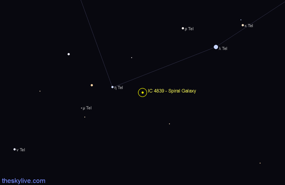 Finder chart IC 4839 - Spiral Galaxy in Telescopium star