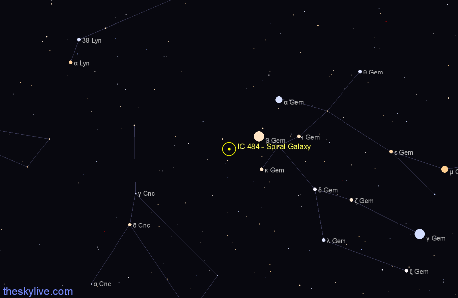 Finder chart IC 484 - Spiral Galaxy in Cancer star