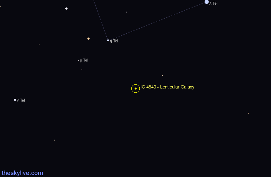 Finder chart IC 4840 - Lenticular Galaxy in Telescopium star