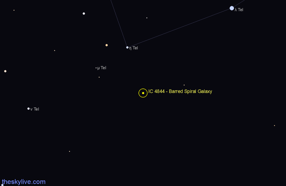 Finder chart IC 4844 - Barred Spiral Galaxy in Telescopium star