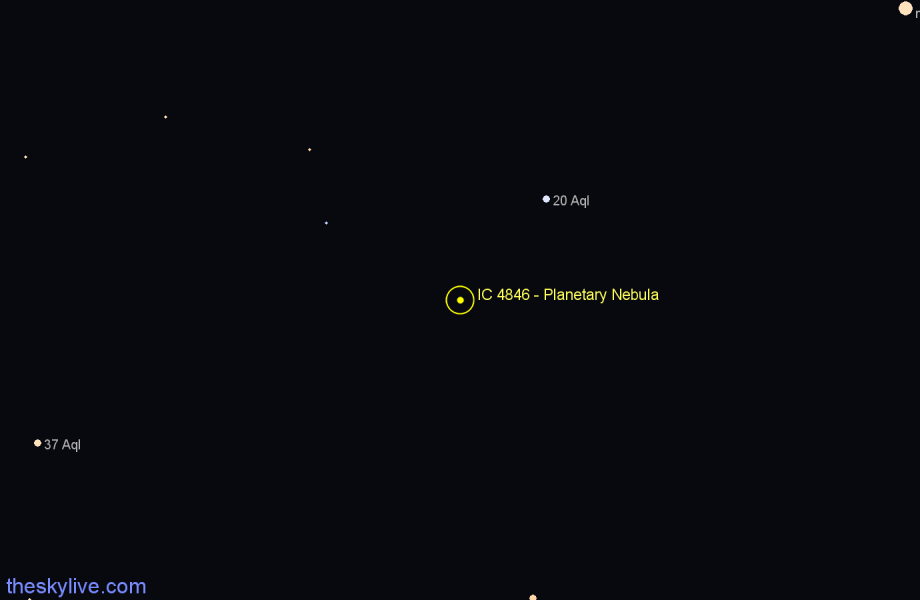 Finder chart IC 4846 - Planetary Nebula in Aquila star