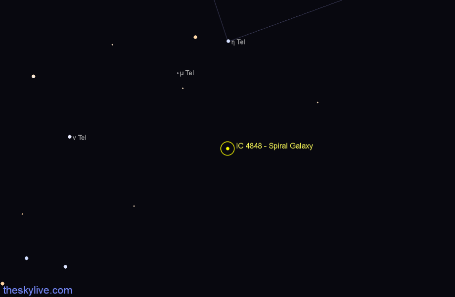 Finder chart IC 4848 - Spiral Galaxy in Telescopium star