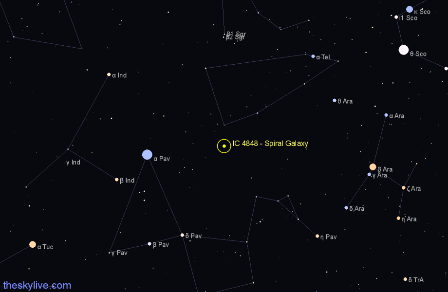 Finder chart IC 4848 - Spiral Galaxy in Telescopium star