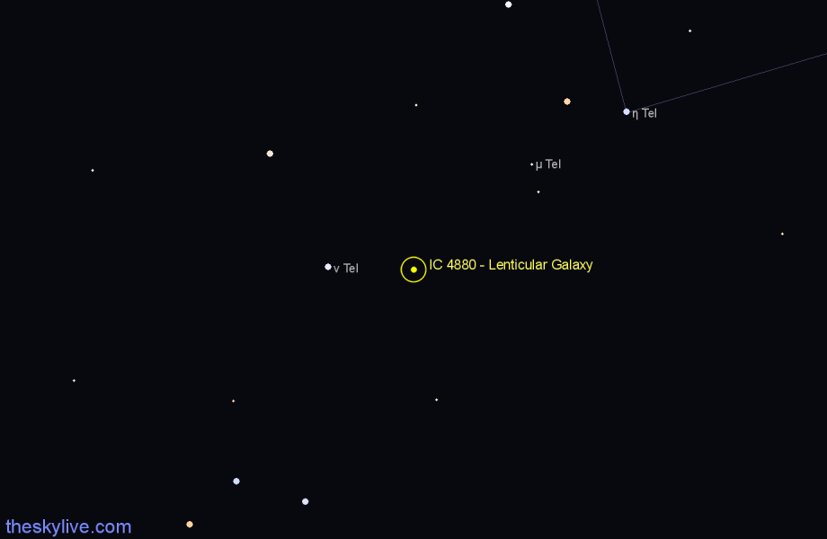 Finder chart IC 4880 - Lenticular Galaxy in Telescopium star