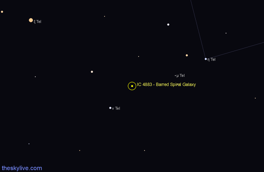 Finder chart IC 4883 - Barred Spiral Galaxy in Telescopium star