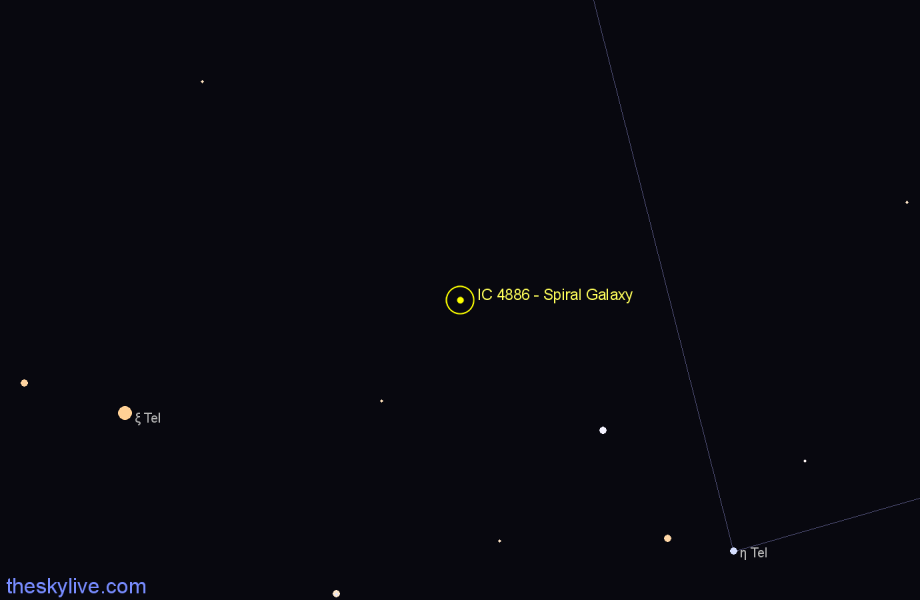 Finder chart IC 4886 - Spiral Galaxy in Telescopium star