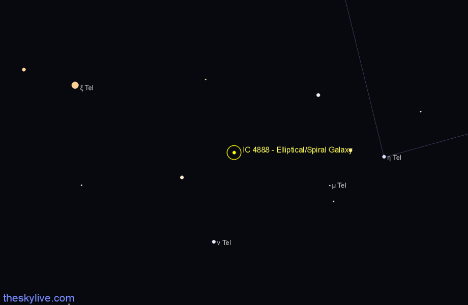 Finder chart IC 4888 - Elliptical/Spiral Galaxy in Telescopium star