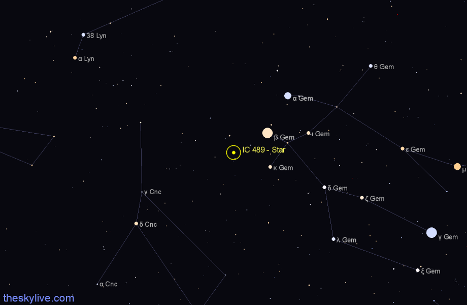 Finder chart IC 489 - Star in Cancer star