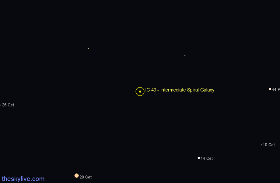 Finder chart IC 49 - Intermediate Spiral Galaxy in Cetus star