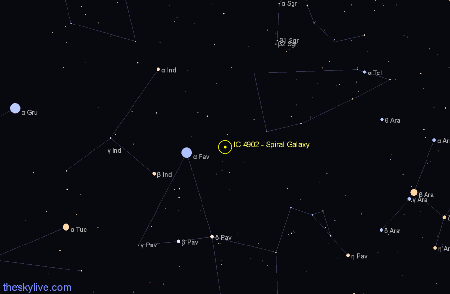 Finder chart IC 4902 - Spiral Galaxy in Telescopium star