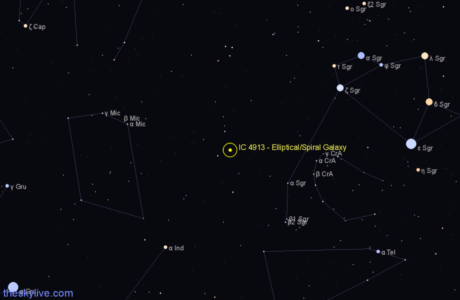 Finder chart IC 4913 - Elliptical/Spiral Galaxy in Sagittarius star