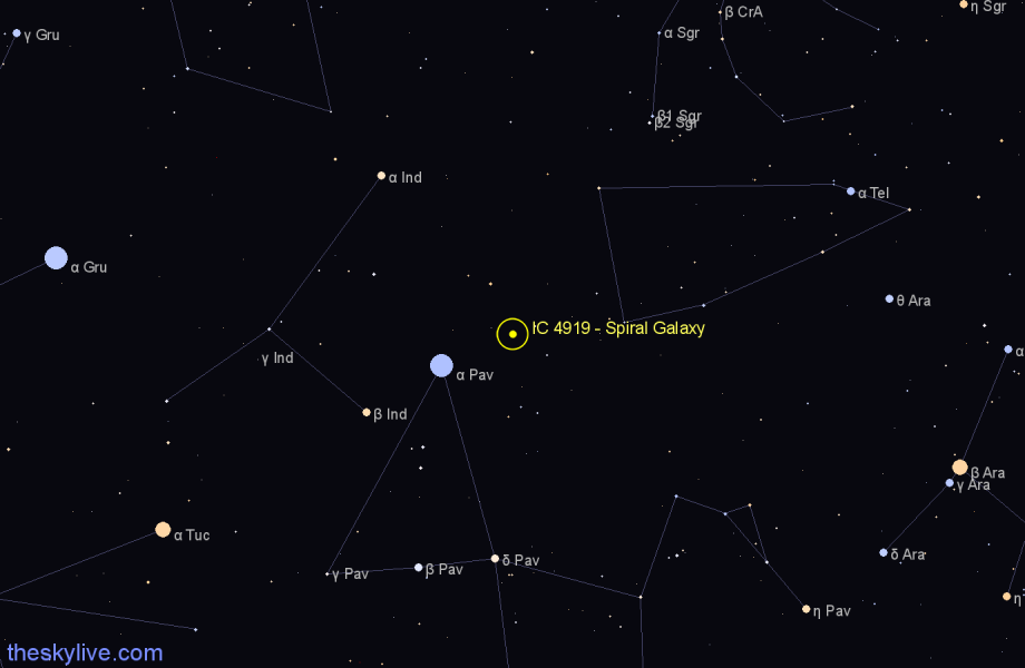 Finder chart IC 4919 - Spiral Galaxy in Telescopium star
