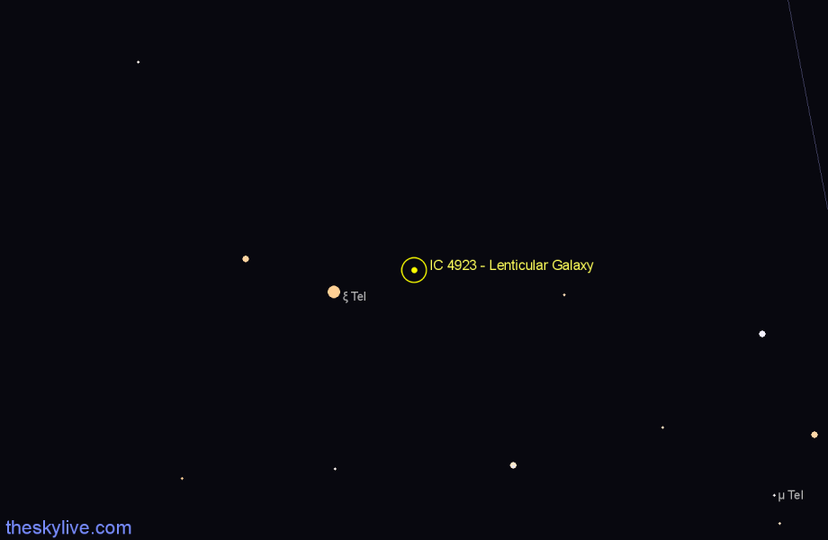 Finder chart IC 4923 - Lenticular Galaxy in Telescopium star