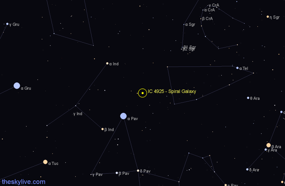 Finder chart IC 4925 - Spiral Galaxy in Telescopium star
