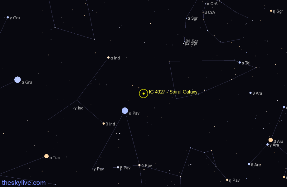 Finder chart IC 4927 - Spiral Galaxy in Telescopium star