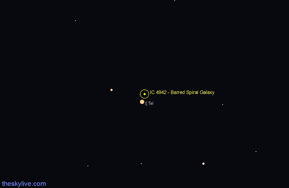 Finder chart IC 4942 - Barred Spiral Galaxy in Telescopium star