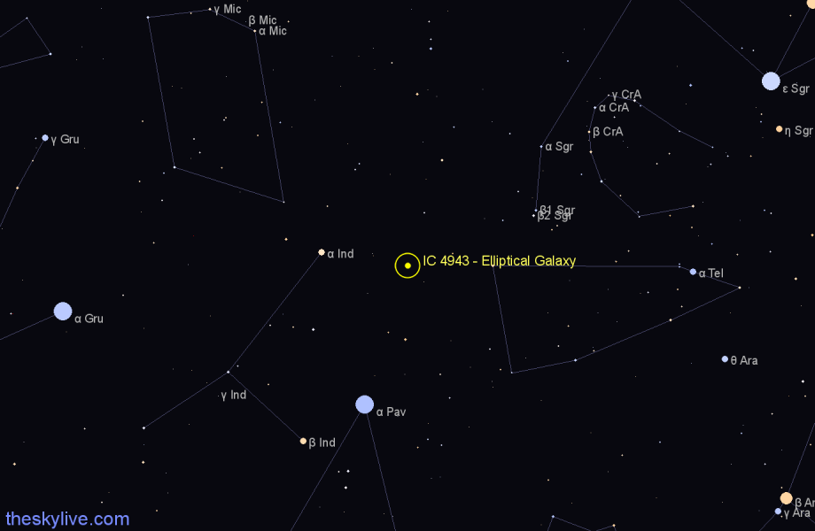 Finder chart IC 4943 - Elliptical Galaxy in Telescopium star