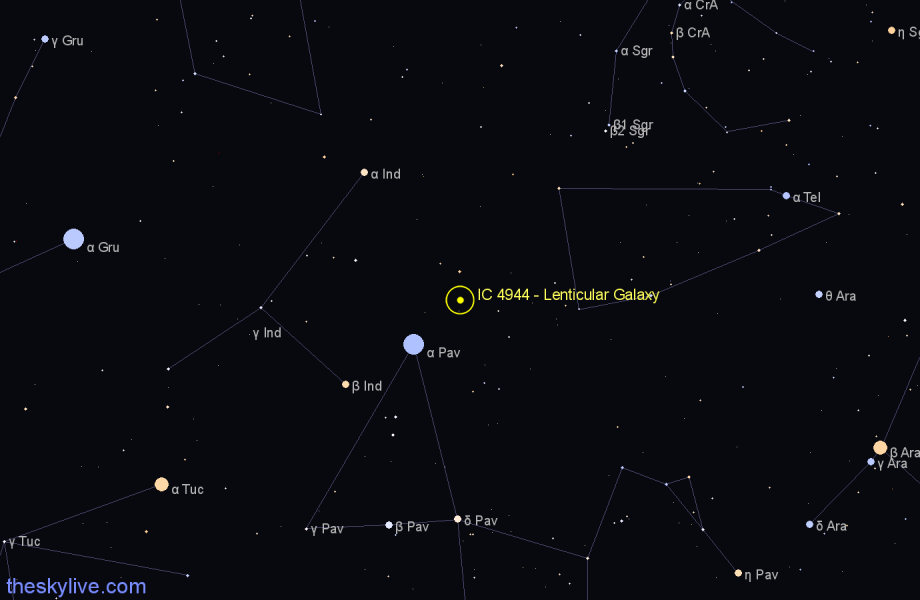 Finder chart IC 4944 - Lenticular Galaxy in Telescopium star