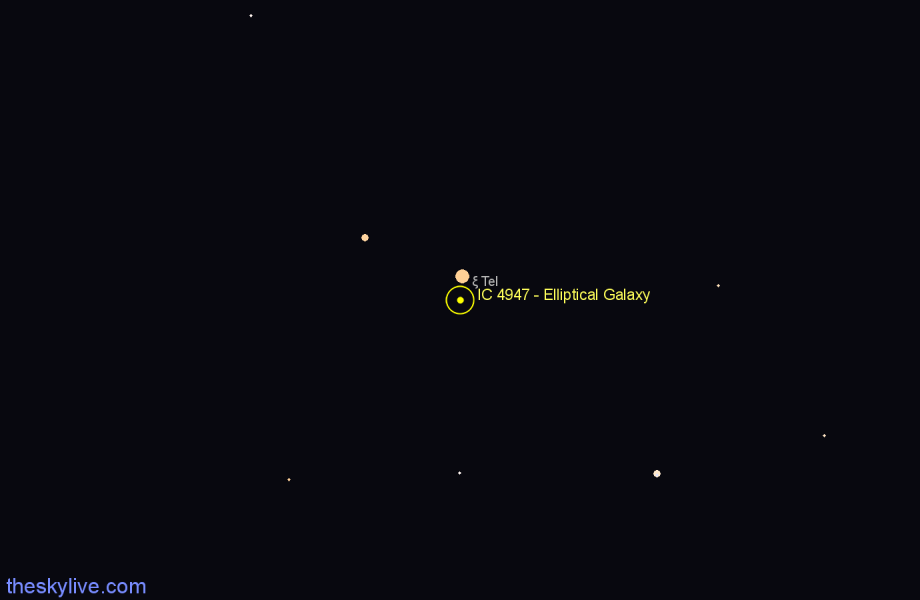 Finder chart IC 4947 - Elliptical Galaxy in Telescopium star