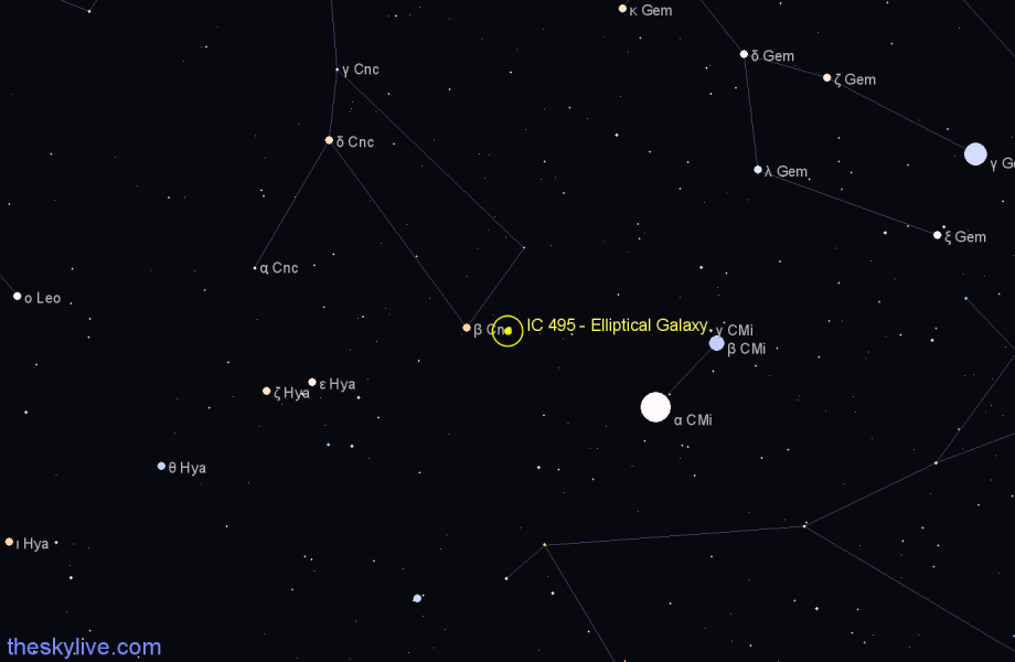 Finder chart IC 495 - Elliptical Galaxy in Cancer star