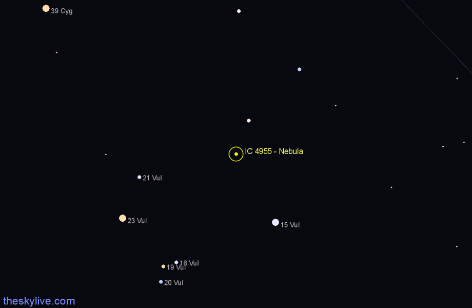 Finder chart IC 4955 - Nebula in Vulpecula star