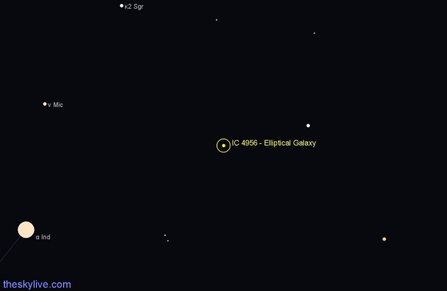 Finder chart IC 4956 - Elliptical Galaxy in Telescopium star