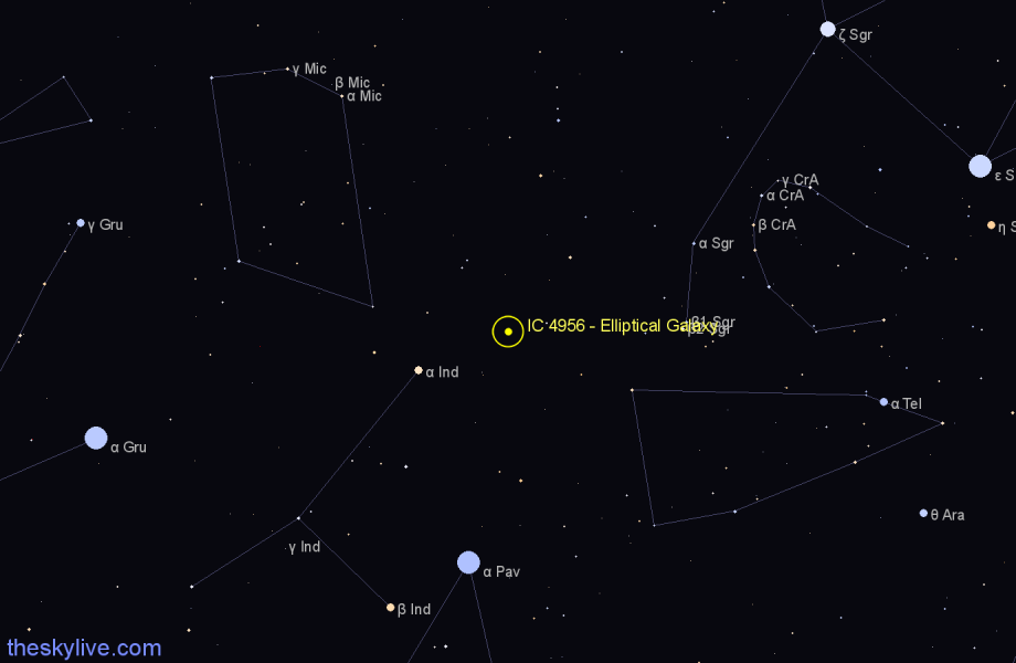 Finder chart IC 4956 - Elliptical Galaxy in Telescopium star