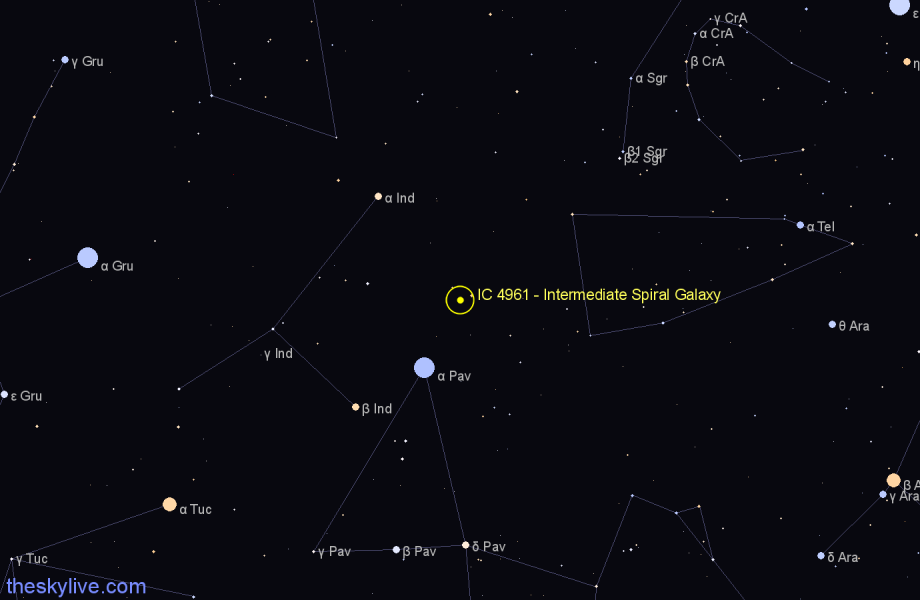 Finder chart IC 4961 - Intermediate Spiral Galaxy in Telescopium star