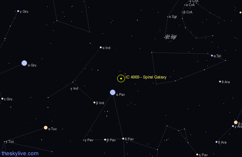 Finder chart IC 4969 - Spiral Galaxy in Telescopium star