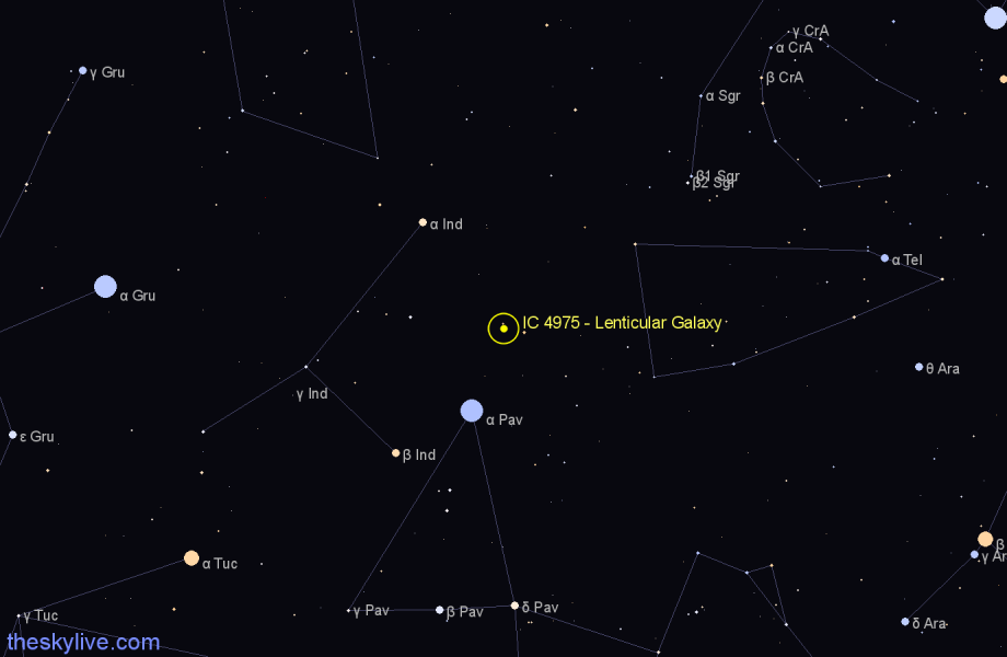 Finder chart IC 4975 - Lenticular Galaxy in Telescopium star