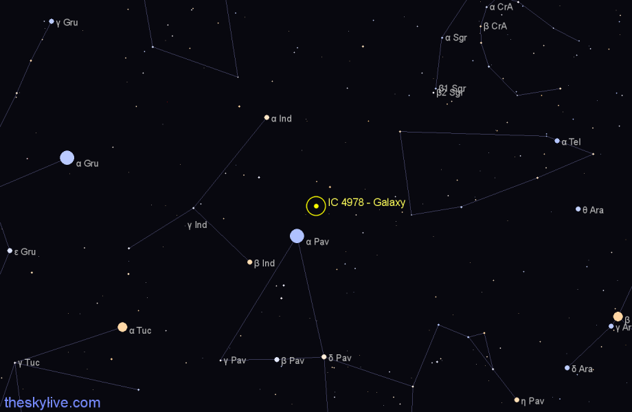 Finder chart IC 4978 - Galaxy in Telescopium star