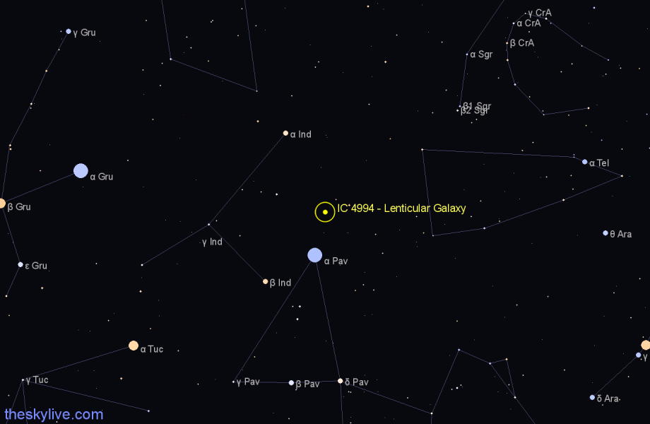 Finder chart IC 4994 - Lenticular Galaxy in Telescopium star