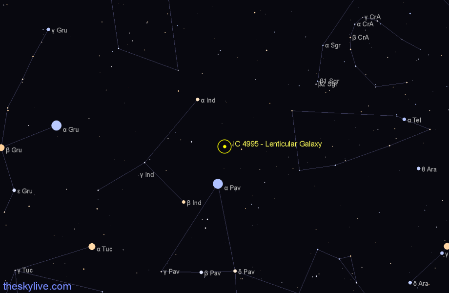 Finder chart IC 4995 - Lenticular Galaxy in Telescopium star