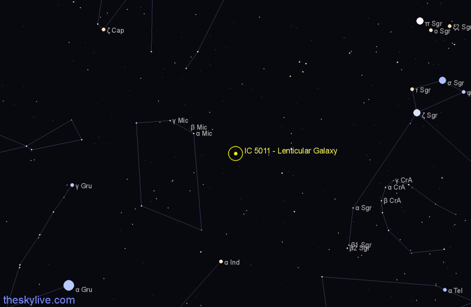 Finder chart IC 5011 - Lenticular Galaxy in Microscopium star