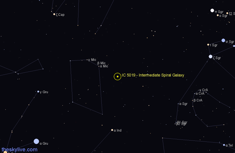 Finder chart IC 5019 - Intermediate Spiral Galaxy in Microscopium star