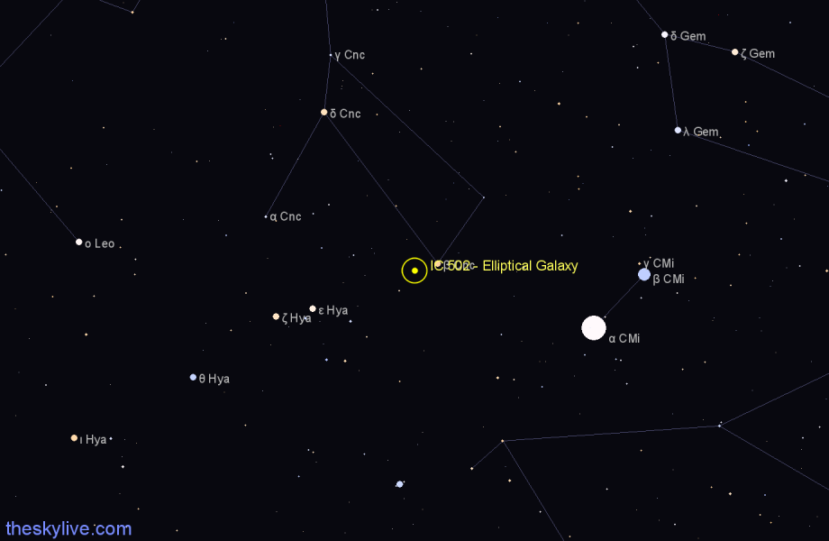 Finder chart IC 502 - Elliptical Galaxy in Cancer star