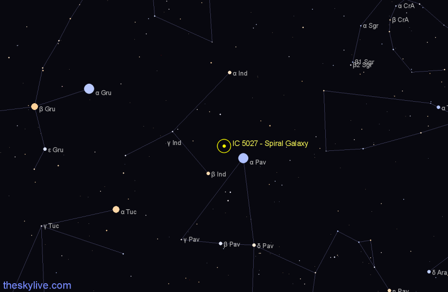 Finder chart IC 5027 - Spiral Galaxy in Indus star